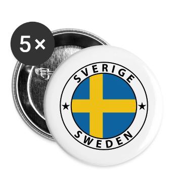 Schweden - Buttons groß 56 mm (5er Pack) - Weiß - Vorne