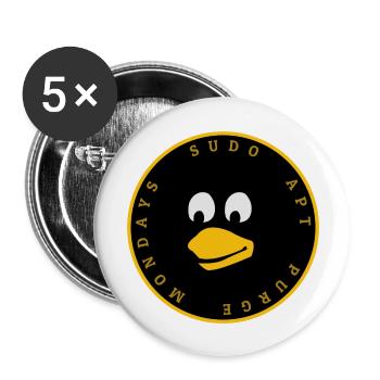 Linux Penguin Tux Design - Buttons large 2.2''/56 mm (5-pack) - white - Front