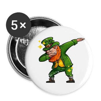 Dabbing Leprechaun St. Patrick's Day Irish Clover - Buttons large 2.2''/56 mm (5-pack) - white - Front