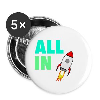 All In To the Moon Stonks and Crypto Meme Shirt - Buttons groß 56 mm (5er Pack) - Weiß - Vorne