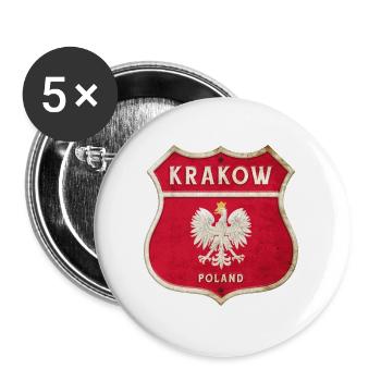 Krakow Poland Coat of Arms Flags Design - Buttons large 2.2''/56 mm (5-pack) - white - Front