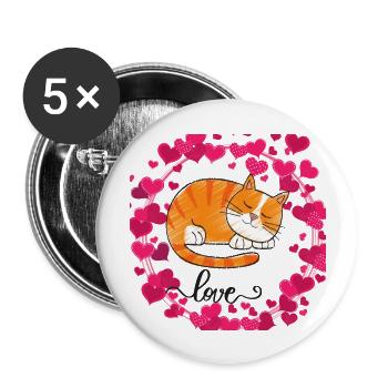 Stickerkatzen lustig1 - Buttons groß 56 mm (5er Pack) - Weiß - Vorne