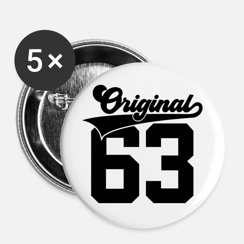 63. GEBURTSTAG 1963 ORIGINAL 63 - Buttons groß 56 mm (5er Pack) - Weiß