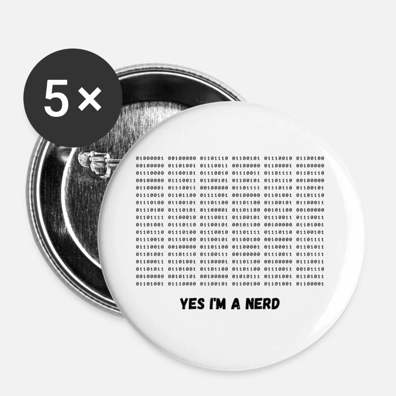 Ich bin ein Nerd - Buttons groß 56 mm (5er Pack) - Weiß