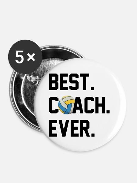 BESTER TRAINER VOLLEYBALL - Buttons groß 56 mm (5er Pack) - Weiß