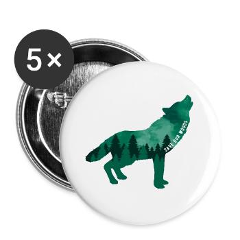 Changement climatique Protection de l’environnement Wolf Durable - Lot de 5 grands badges (56 mm) - blanc - Devant