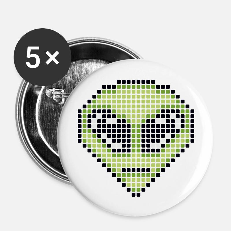 pixel art alien - Buttons large 2.2''/56 mm (5-pack) - white