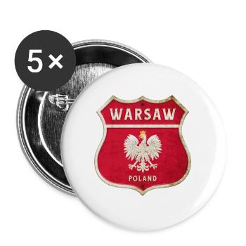 Warsaw Poland Coat of Arms Flags Design - Buttons large 2.2''/56 mm (5-pack) - white - Front
