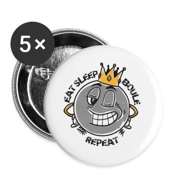 Boules de boules pour bouler et pétanque king boulen - Lot de 5 grands badges (56 mm) - blanc - Devant