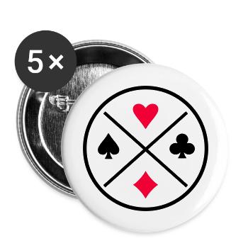Symboles de cartes Poker - Lot de 5 grands badges (56 mm) - blanc - Devant
