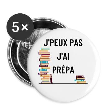 je peux pas j ai prépa - Lot de 5 grands badges (56 mm) - blanc - Devant