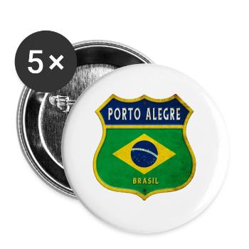 Porto Alegre Brésil Armoiries Drapeaux Design - Lot de 5 grands badges (56 mm) - blanc - Devant
