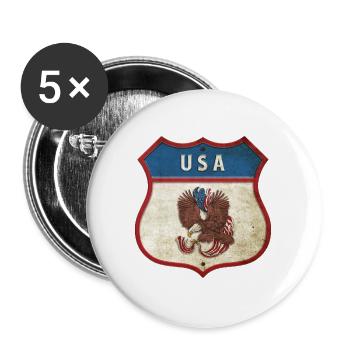 USA Wappen Adler Design - Buttons groß 56 mm (5er Pack) - Weiß - Vorne