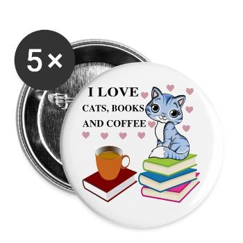 livres et café doux belle lecture - Lot de 5 grands badges (56 mm) - blanc - Devant