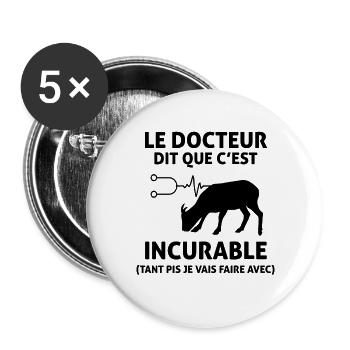 Chèvres Le Docteur Dit Que C’est Incurable Fermier - Lot de 5 grands badges (56 mm) - blanc - Devant