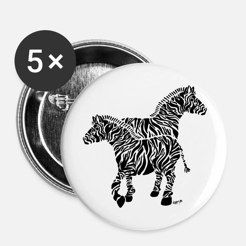 Deux zèbres - Lot de 5 grands badges (56 mm) - blanc