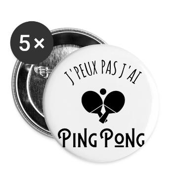 je peux pas j'ai ping-pong - Lot de 5 grands badges (56 mm) - blanc - Devant