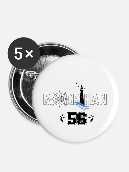 Morbihan - Buttons groß 56 mm (5er Pack) - Weiß