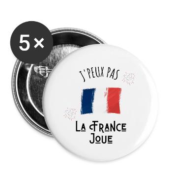 je peux pas la France joue - Lot de 5 grands badges (56 mm) - blanc - Devant