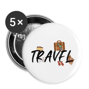 Travel the world - Buttons groß 56 mm (5er Pack) - Weiß - Vorne