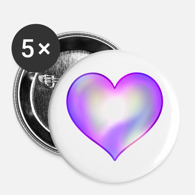 Purple heart - Buttons large 2.2''/56 mm (5-pack) - white