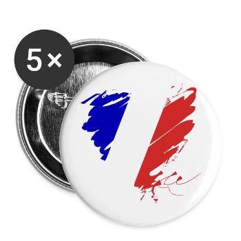 France Tricolor Paris Grunge Heart Football Goal - Buttons large 2.2''/56 mm (5-pack) - white - Front