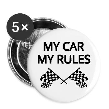 Voiture - Lot de 5 grands badges (56 mm) - blanc - Devant
