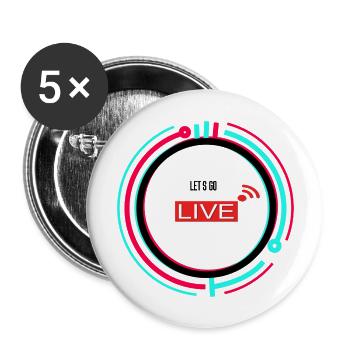 go live! TikTok - Buttons groß 56 mm (5er Pack) - Weiß - Vorne