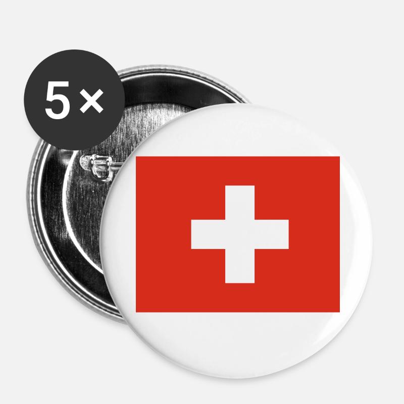 Switzerland - Buttons large 2.2''/56 mm (5-pack) - white