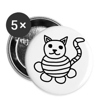 Cat Children's Drawing - Buttons large 2.2''/56 mm (5-pack) - white - Front