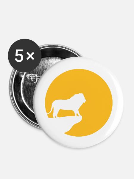 Löwe Klippe Sonne - Buttons groß 56 mm (5er Pack) - Weiß