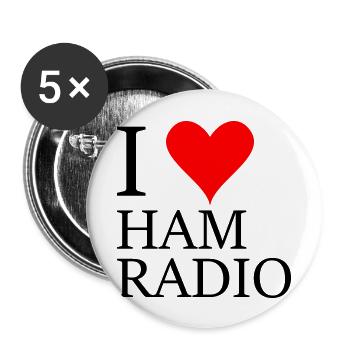 i love ham radio - Buttons large 2.2''/56 mm (5-pack) - white - Front