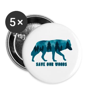 Changement climatique Protection de l’environnement Wolf Durable - Lot de 5 grands badges (56 mm) - blanc - Devant