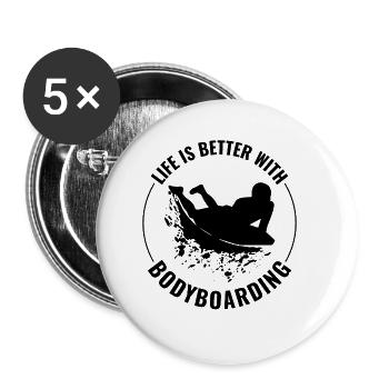 Bodyboarding Bodyboarder Surfing Sea Water Sport - Buttons large 2.2''/56 mm (5-pack) - white - Front