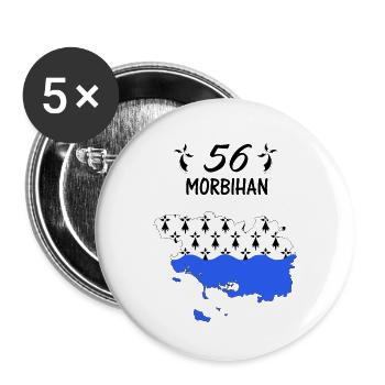 Morbihan - Lot de 5 grands badges (56 mm) - blanc - Devant