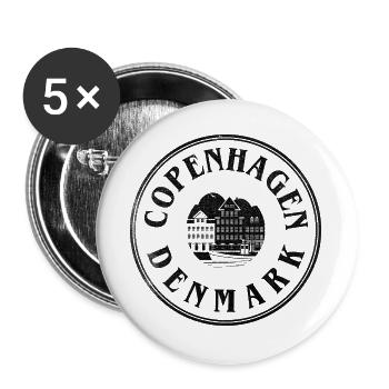 Copenhague, Danemark – Emblème du front de mer - Lot de 5 grands badges (56 mm) - blanc - Devant