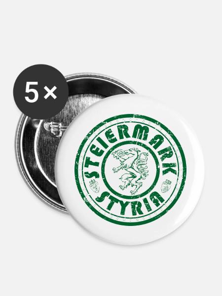 Steiermark versus Styria - Buttons groß 56 mm (5er Pack) - Weiß