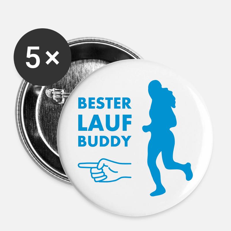 Bester Laufbuddy - Buttons groß 56 mm (5er Pack) - Weiß