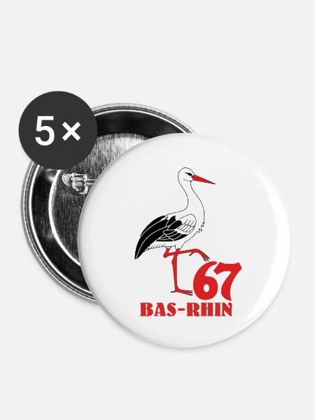 Bas-Rhin - Buttons groß 56 mm (5er Pack) - Weiß