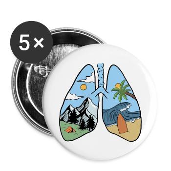 lungs, summer, nature and adventures - Buttons large 2.2''/56 mm (5-pack) - white - Front
