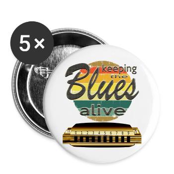 Harmonica French Mouth Harp Player - Buttons groß 56 mm (5er Pack) - Weiß - Vorne