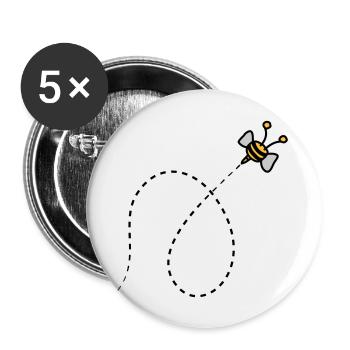 Dashed line bee - Buttons large 2.2''/56 mm (5-pack) - white - Front