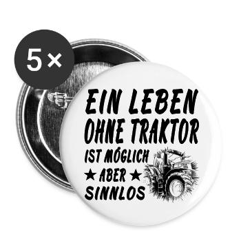 Traktor - Buttons groß 56 mm (5er Pack) - Weiß - Vorne