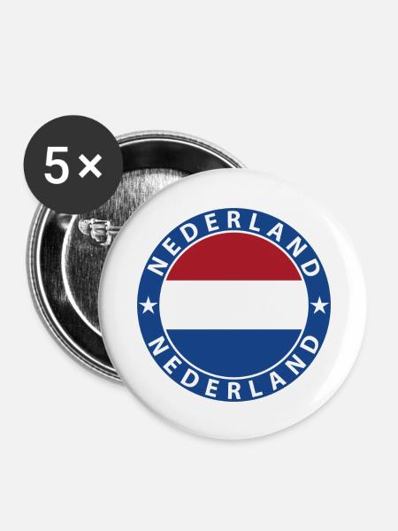 Nederland - Buttons groß 56 mm (5er Pack) - Weiß