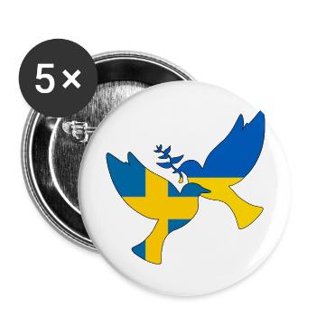 ukraine sweden dove of peace - support - Buttons large 2.2''/56 mm (5-pack) - white - Front