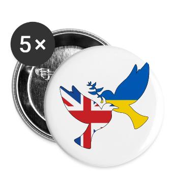 ukriane angleterre colombe de la paix - Lot de 5 grands badges (56 mm) - blanc - Devant
