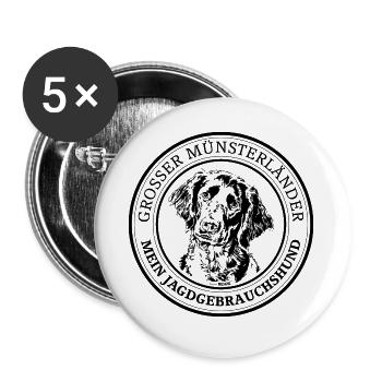 GROSSER MÜNSTERLÄNDER Jagdgebrauchshund Jagdhunde - Buttons groß 56 mm (5er Pack) - Weiß - Vorne