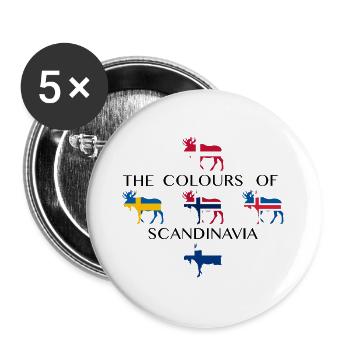 Skandinavien Flaggen Elche Farben Norwegen - Buttons groß 56 mm (5er Pack) - Weiß - Vorne