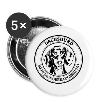 DACHSHUND Jagdgebrauchshund Jagdhunde Jagdhund - Buttons groß 56 mm (5er Pack) - Weiß - Vorne