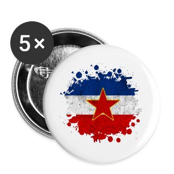 Yugoslavia vintage flags blob - Buttons large 2.2''/56 mm (5-pack) - white - Front